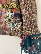 Load image into Gallery viewer, Upcycled Bouclé Barkcloth Patchwork Tweed Jacket - Size Large
