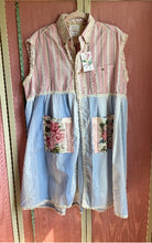 Load image into Gallery viewer, pink stripe pinstripe oxford cloth duster coverup Lagenlook free-size oversize
