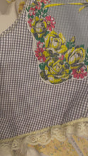 Load and play video in Gallery viewer, Calico Yellow Kitty Gray Check Vintage Handkerchief Hankie Upcycled Menswear Blouse Sleeveless Vest
