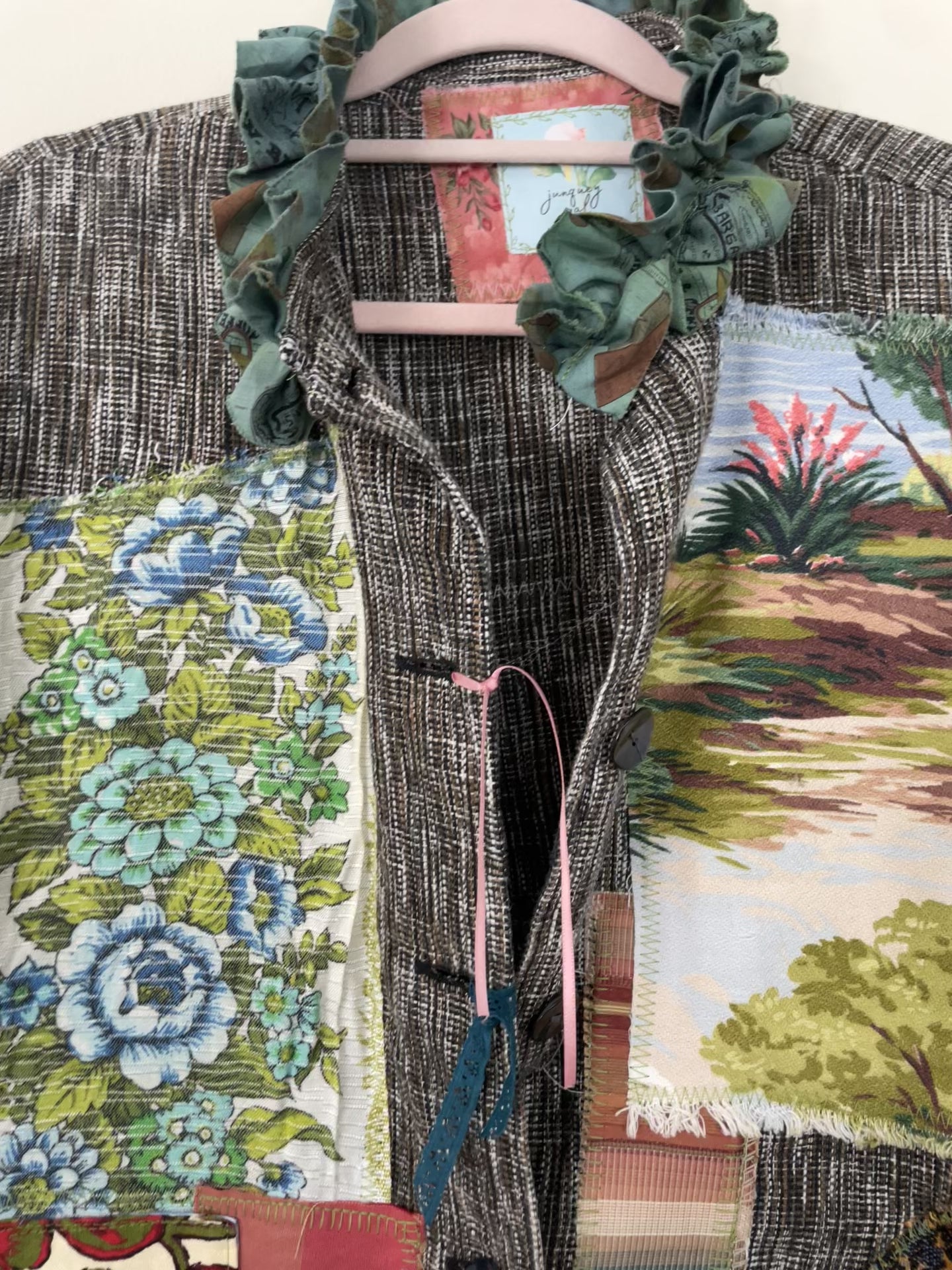 Upcycled Vintage Garden Patchwork Linen Woven Barn Jacket Chicos ...