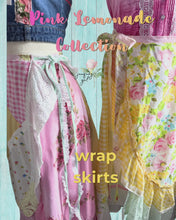 Load and play video in Gallery viewer, Wrap pink skirt bright summer with bright vintage sheets textiles asymmetric hemline fits to XL
